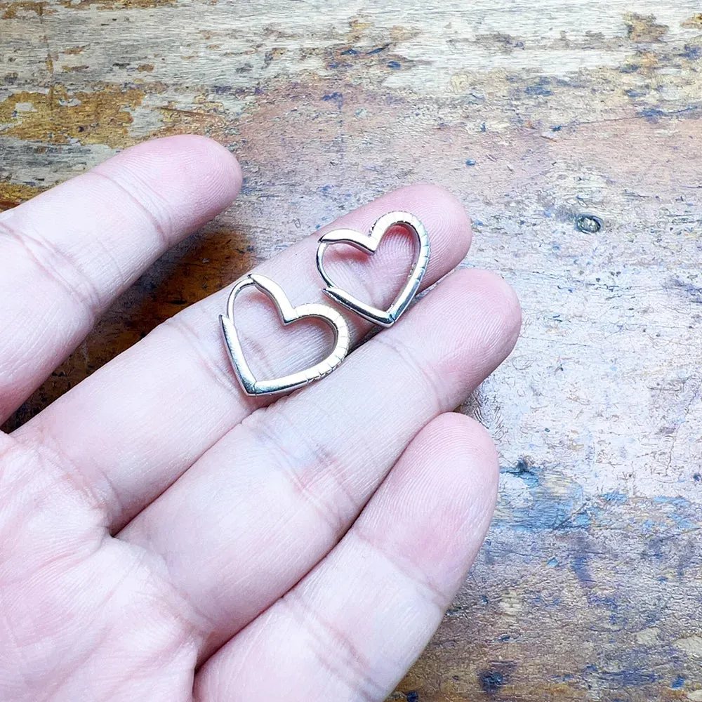 Silver Heart Hoop Earrings