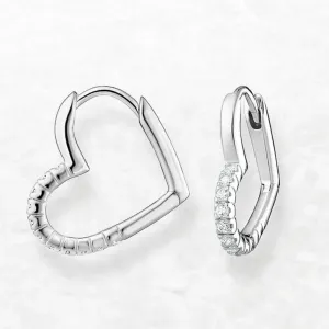 Silver Heart Hoop Earrings