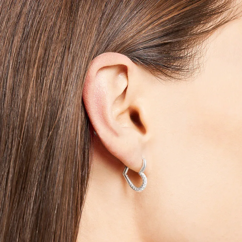Silver Heart Hoop Earrings