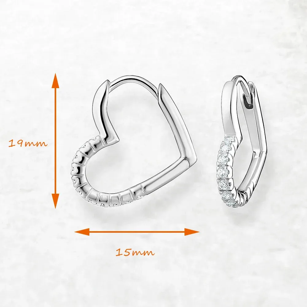 Silver Heart Hoop Earrings