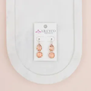 Silver Pink Crystal Earring