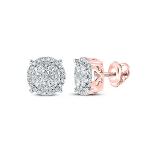 Sparkling Rose Gold Diamond Cluster Earrings