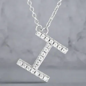 SS CZ Initial 'I' Pendant