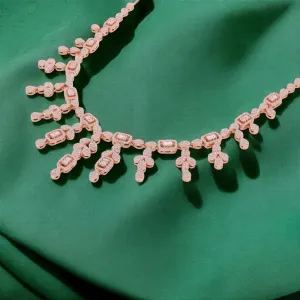 Statement Fringe Necklace with Baguette and Pavé Stone Drops | SKU : 0021188947, 0021188923, 0003526040