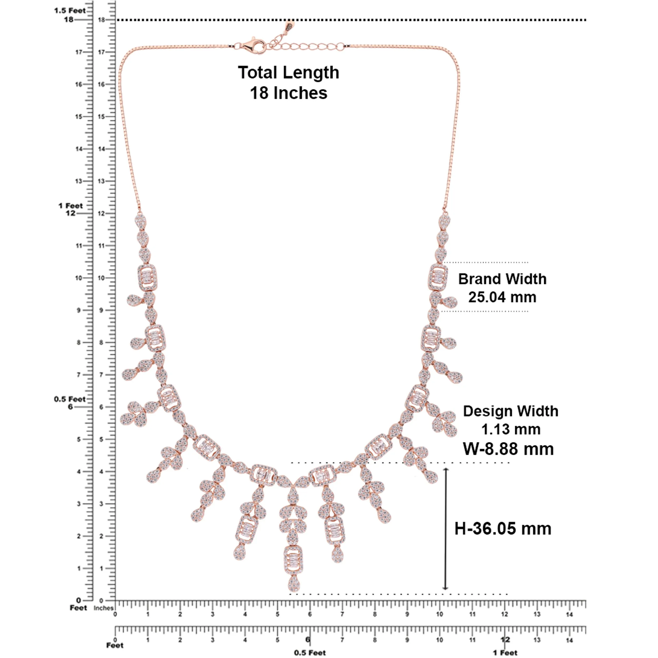 Statement Fringe Necklace with Baguette and Pavé Stone Drops | SKU : 0021188947, 0021188923, 0003526040