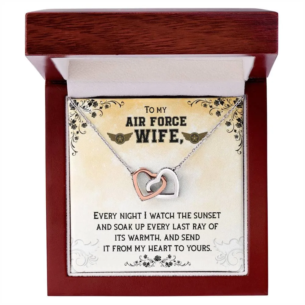 Sunset Embrace: The Ultimate Interlocking Hearts Necklace for the Air Force Wife