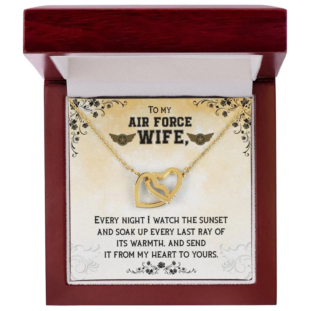 Sunset Embrace: The Ultimate Interlocking Hearts Necklace for the Air Force Wife