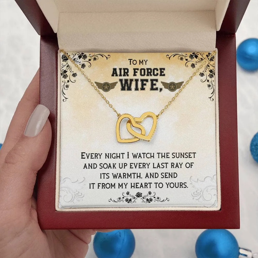 Sunset Embrace: The Ultimate Interlocking Hearts Necklace for the Air Force Wife