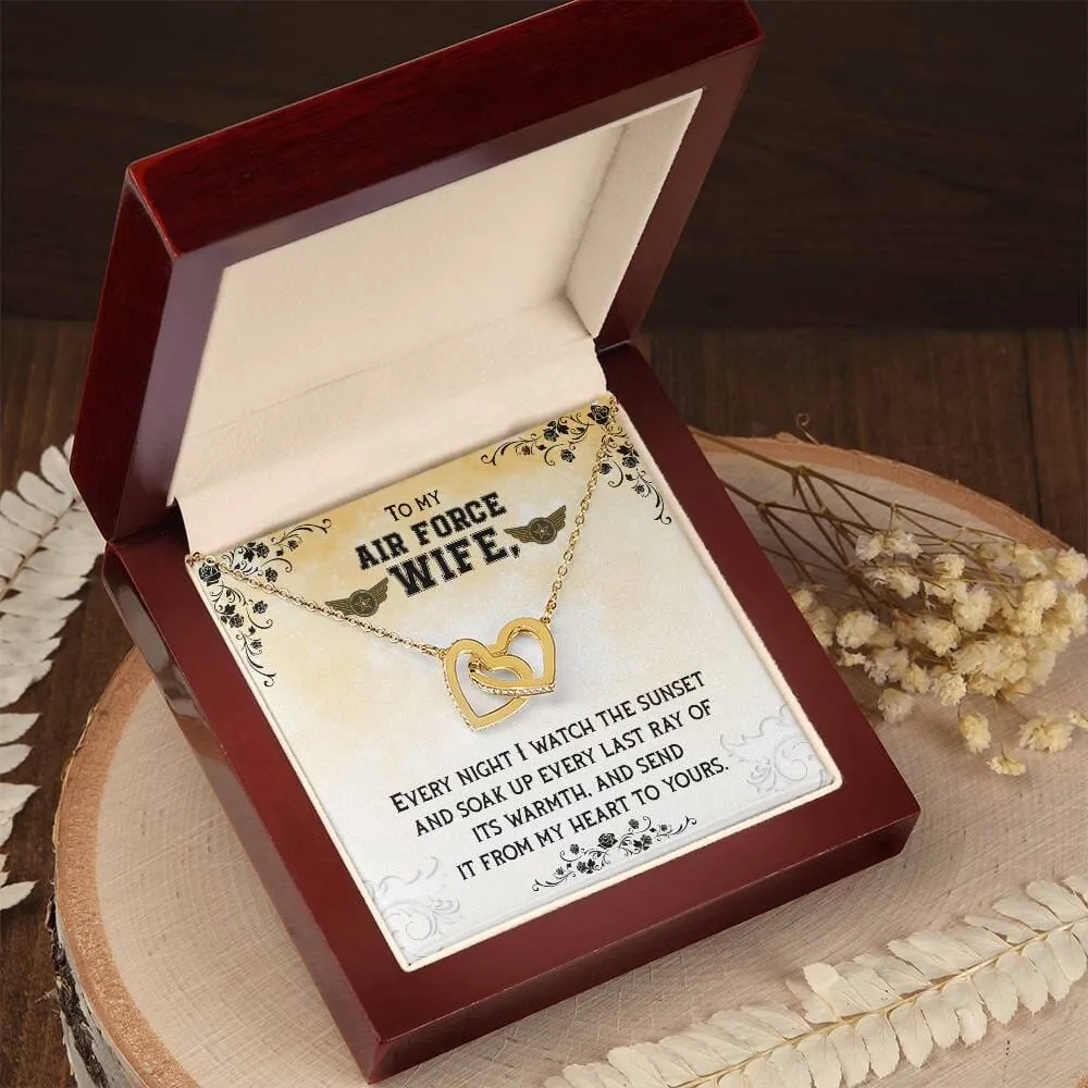 Sunset Embrace: The Ultimate Interlocking Hearts Necklace for the Air Force Wife