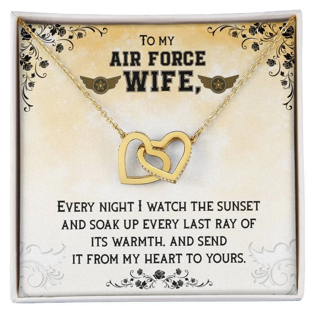 Sunset Embrace: The Ultimate Interlocking Hearts Necklace for the Air Force Wife