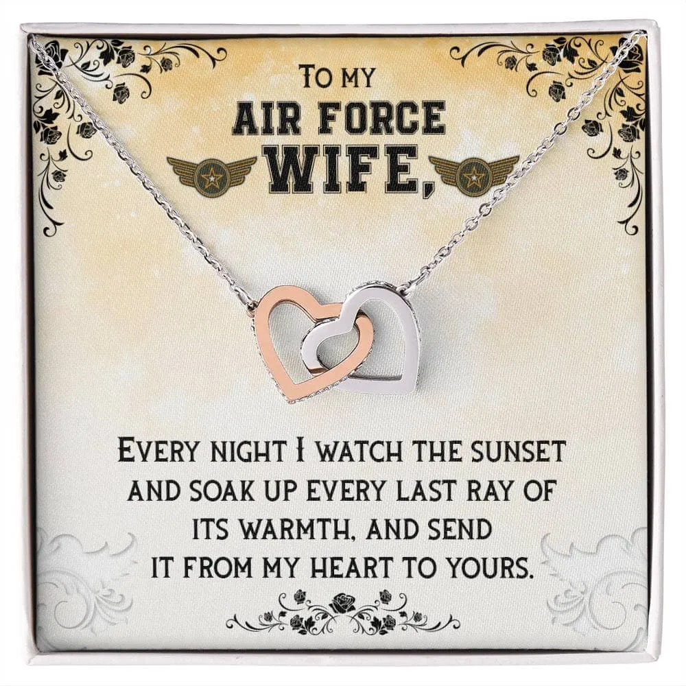 Sunset Embrace: The Ultimate Interlocking Hearts Necklace for the Air Force Wife