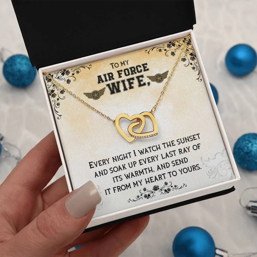 Sunset Embrace: The Ultimate Interlocking Hearts Necklace for the Air Force Wife
