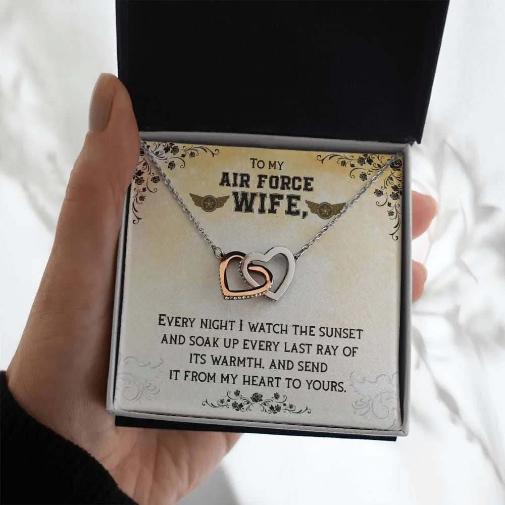 Sunset Embrace: The Ultimate Interlocking Hearts Necklace for the Air Force Wife