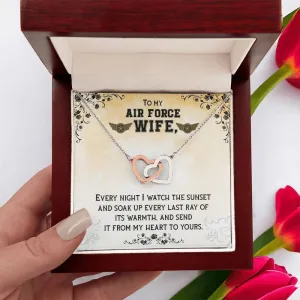 Sunset Embrace: The Ultimate Interlocking Hearts Necklace for the Air Force Wife