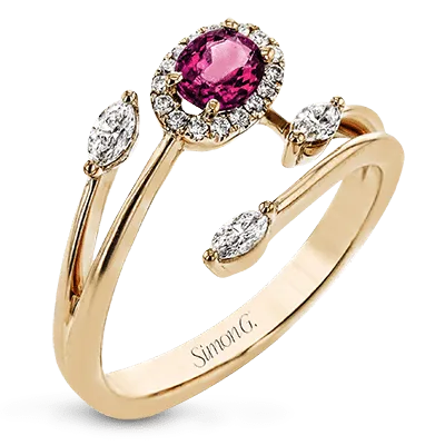 Tempera Color Gemstone Ring In 18k Gold With Diamonds LR2265 WHITE 18K SEMI