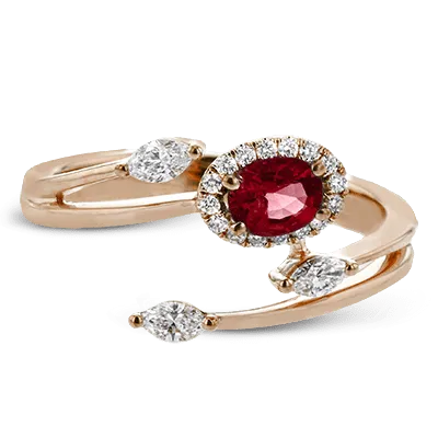 Tempera Color Gemstone Ring In 18k Gold With Diamonds LR2265 WHITE 18K SEMI