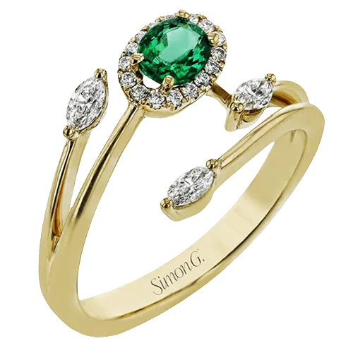 Tempera Color Gemstone Ring In 18k Gold With Diamonds LR2265 WHITE 18K SEMI