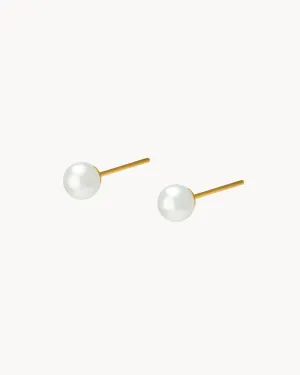 Timeless Pearl Stud Earrings, Gold