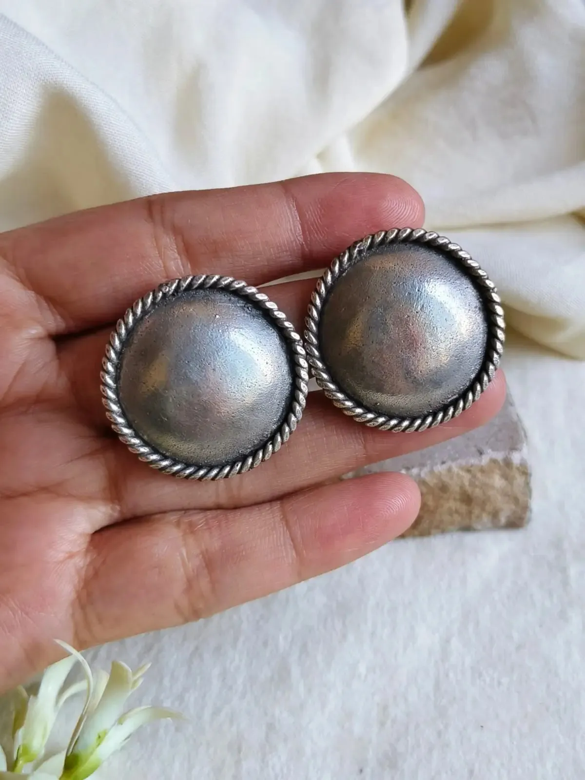 Timeless Silver Coin Stud Earrings | Sarichka