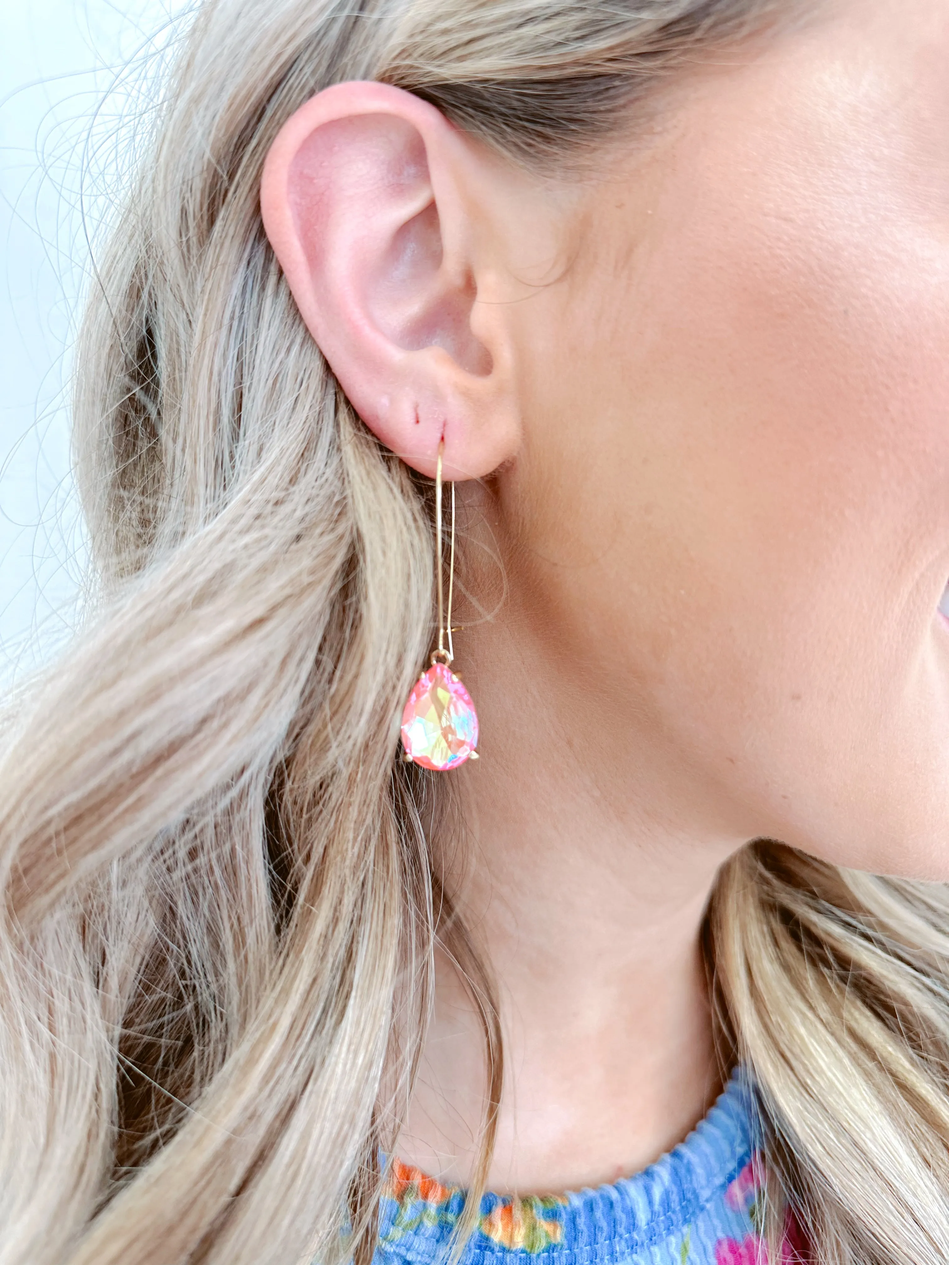 Timeless Teardrop Dangle Earrings - AB Coral