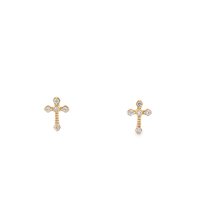 Tini Cross Gold Earring
