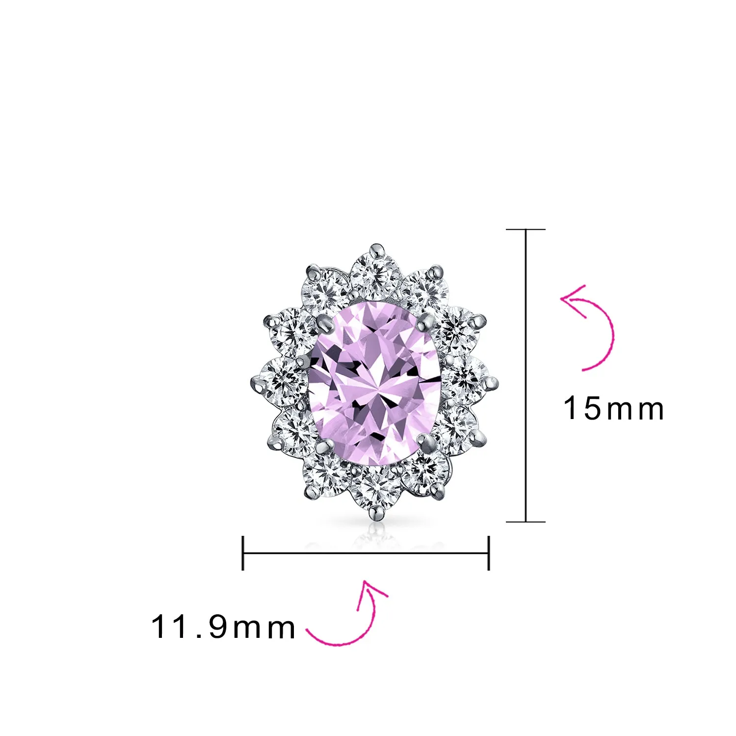 Traditional Bridal CZ Halo Oval Stud Clip-On Earrings for Non-Pierced Ears