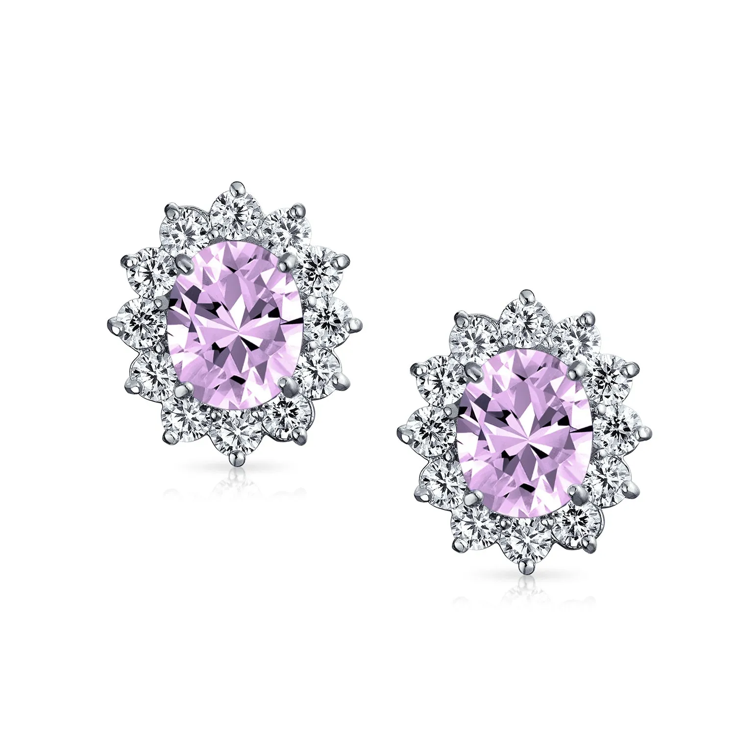 Traditional Bridal CZ Halo Oval Stud Clip-On Earrings for Non-Pierced Ears