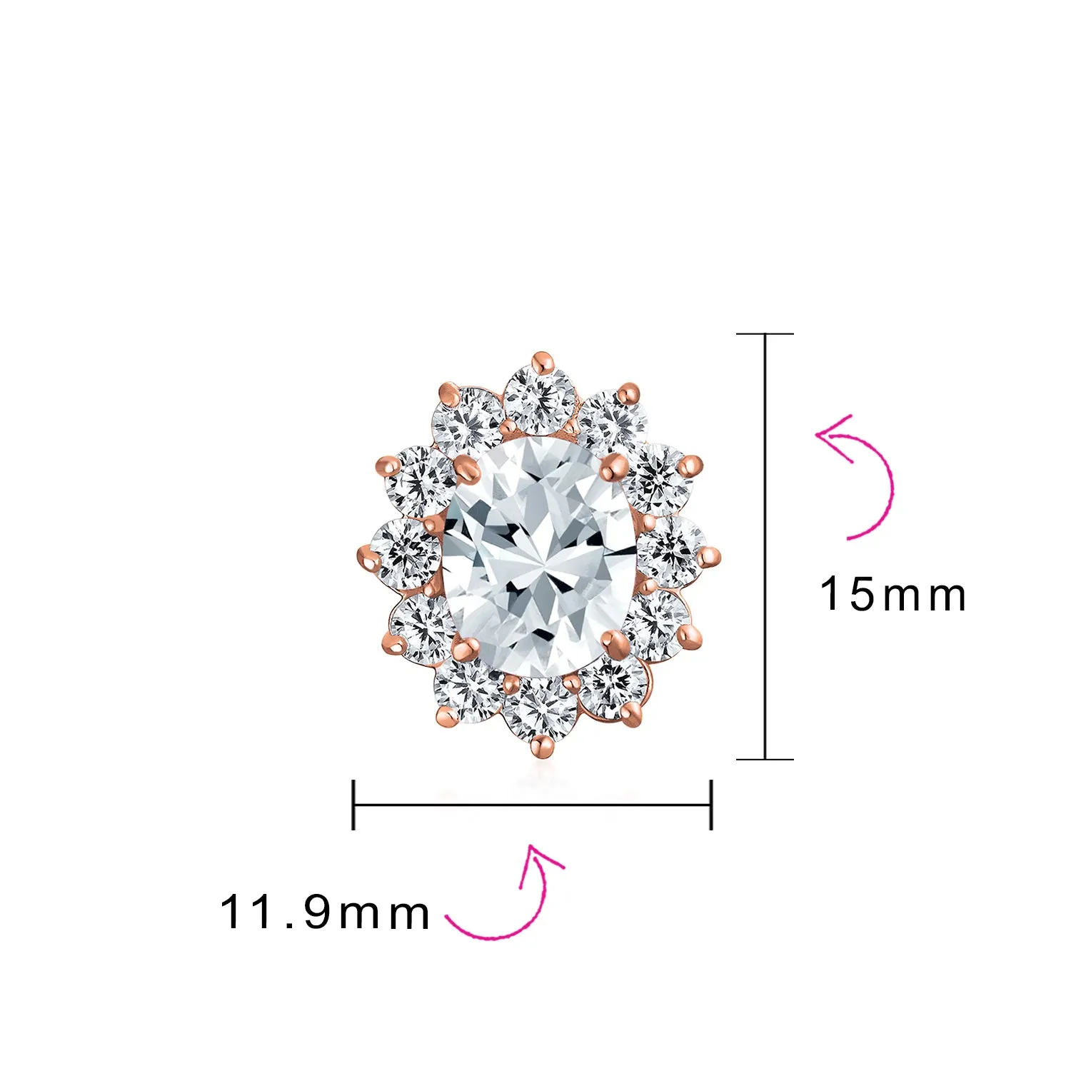 Traditional Bridal CZ Halo Oval Stud Clip-On Earrings for Non-Pierced Ears
