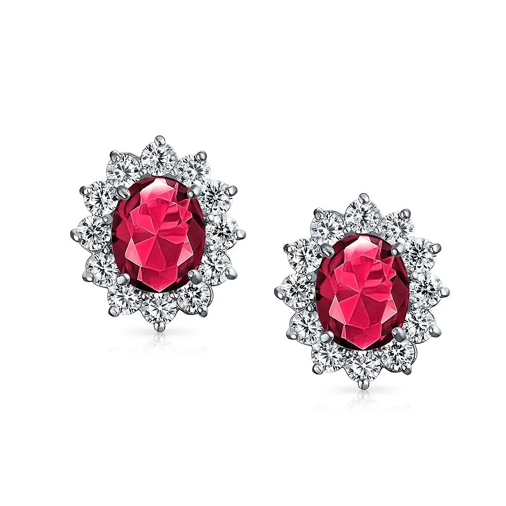 Traditional Bridal CZ Halo Oval Stud Clip-On Earrings for Non-Pierced Ears