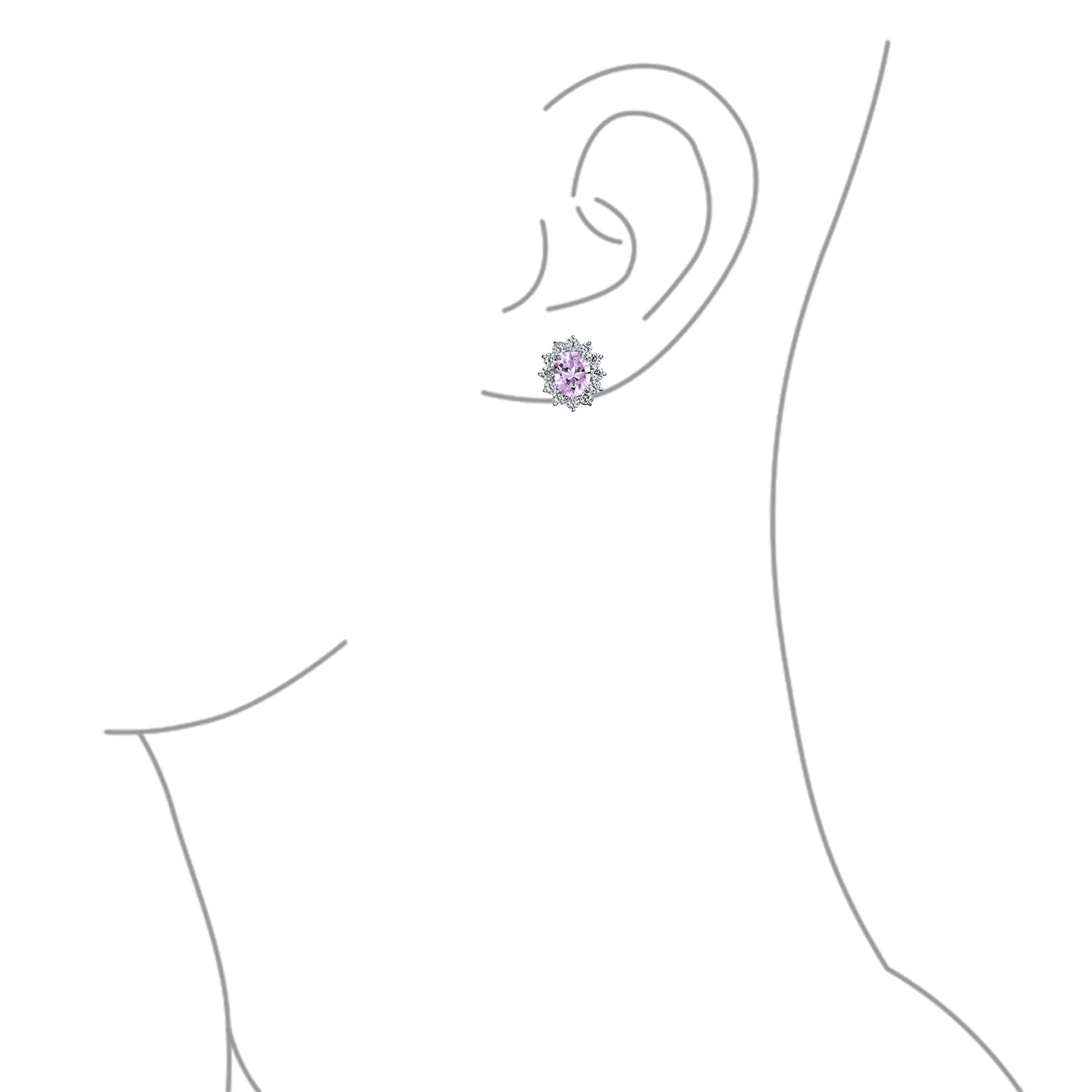 Traditional Bridal CZ Halo Oval Stud Clip-On Earrings for Non-Pierced Ears