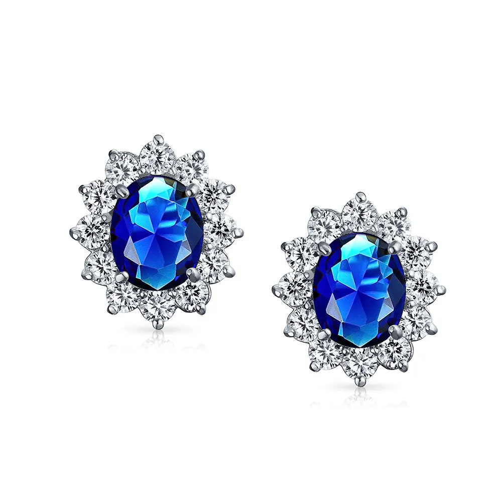 Traditional Bridal CZ Halo Oval Stud Clip-On Earrings for Non-Pierced Ears