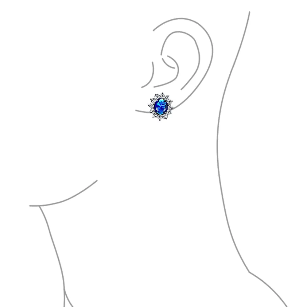 Traditional Bridal CZ Halo Oval Stud Clip-On Earrings for Non-Pierced Ears