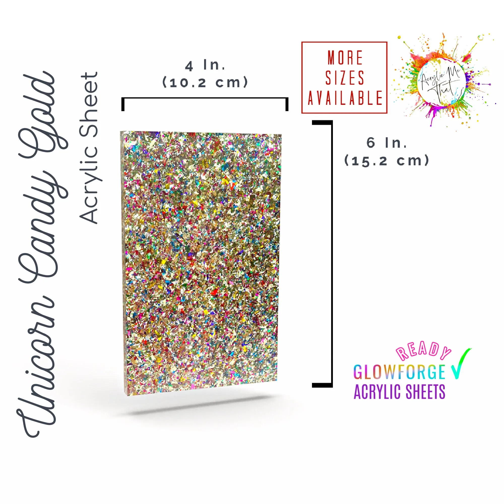 Unicorn Candy Gold Glitter Cast Acrylic Sheet
