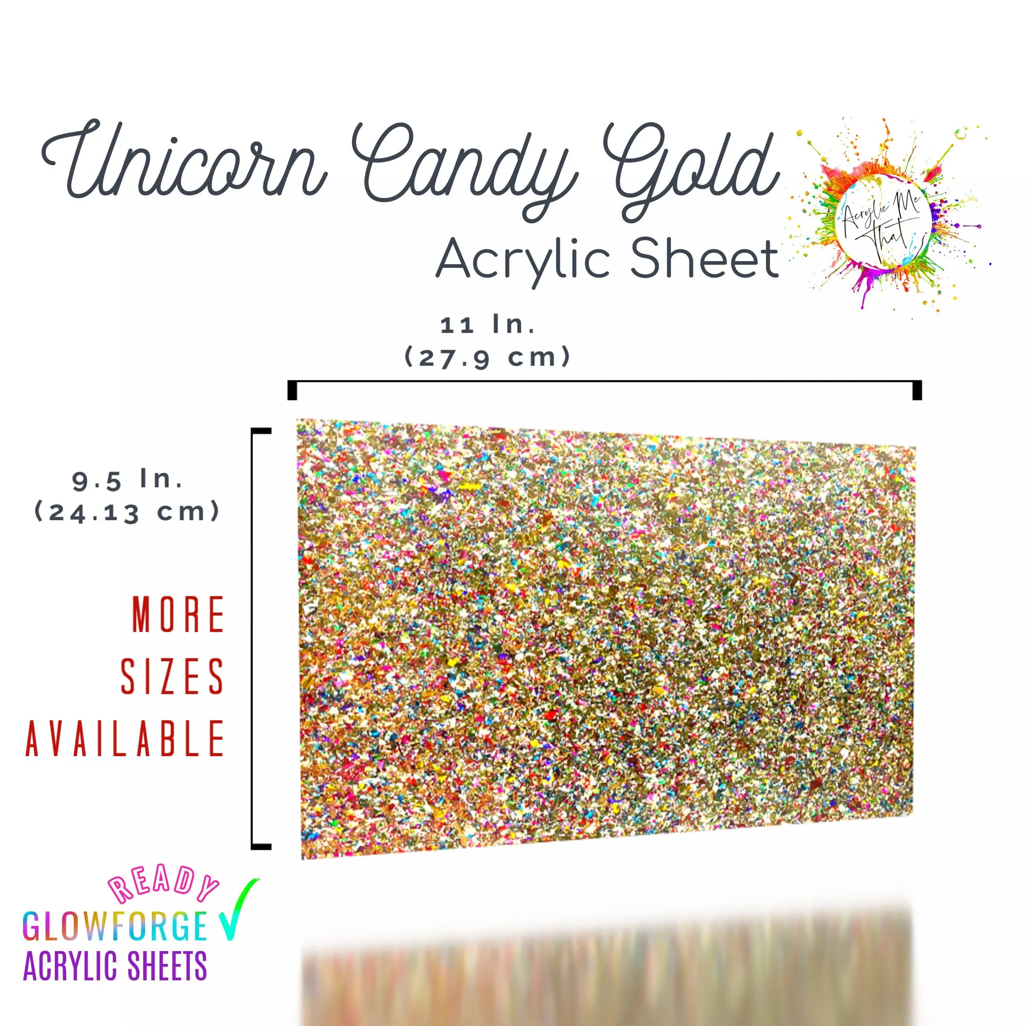 Unicorn Candy Gold Glitter Cast Acrylic Sheet