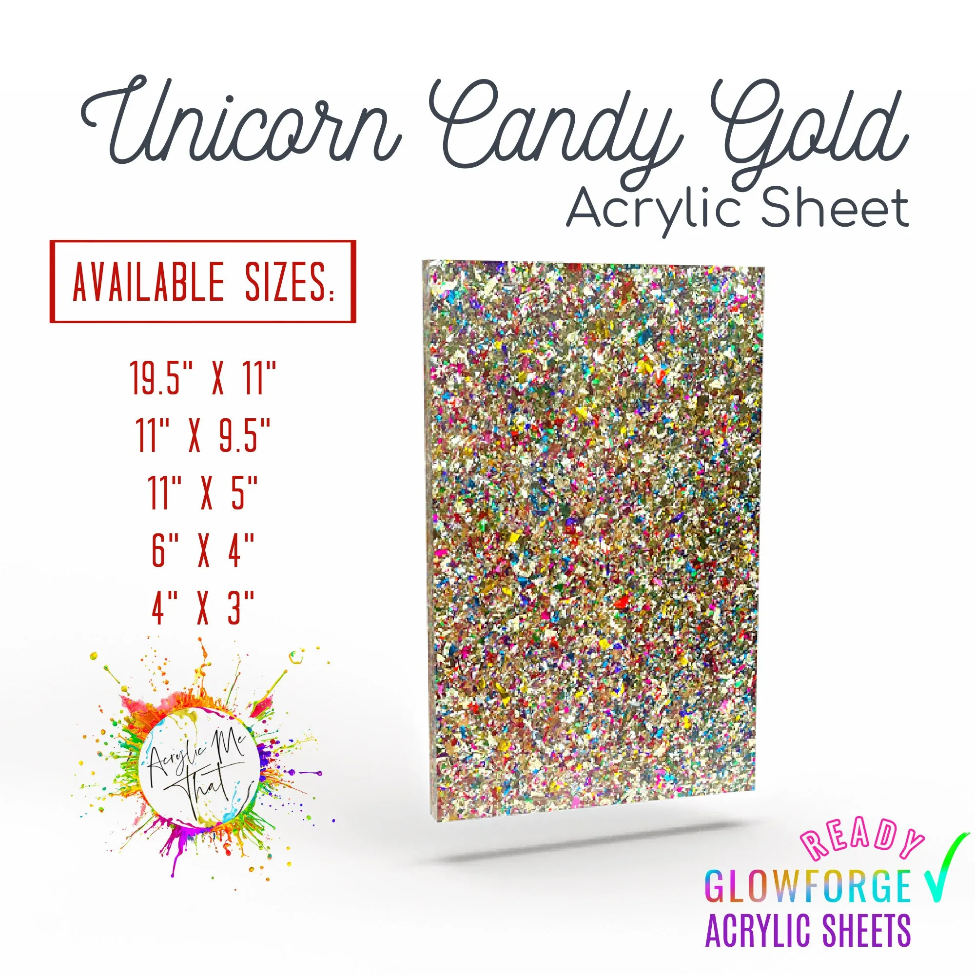 Unicorn Candy Gold Glitter Cast Acrylic Sheet