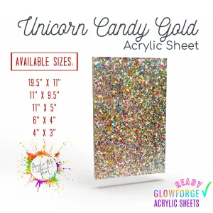 Unicorn Candy Gold Glitter Cast Acrylic Sheet