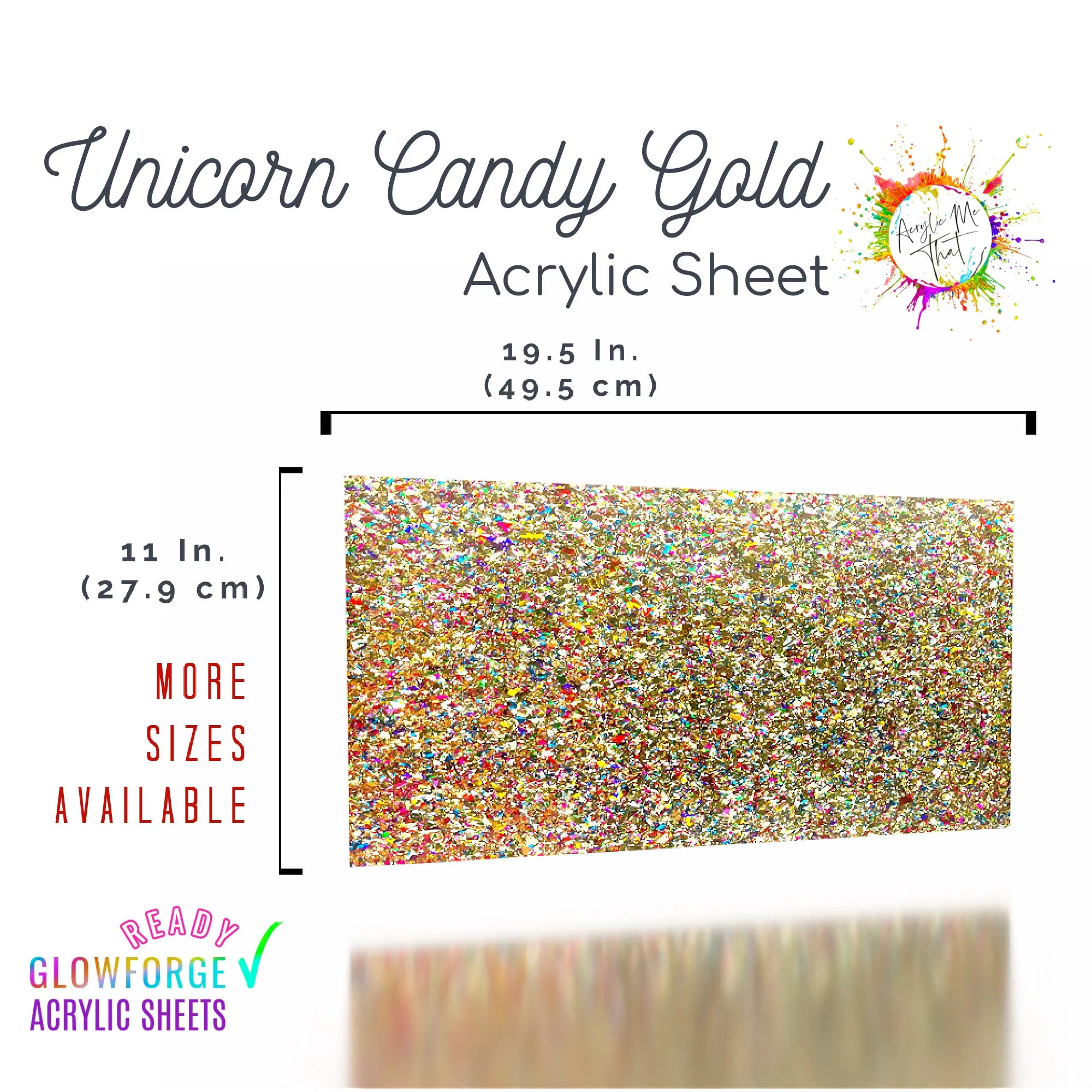 Unicorn Candy Gold Glitter Cast Acrylic Sheet