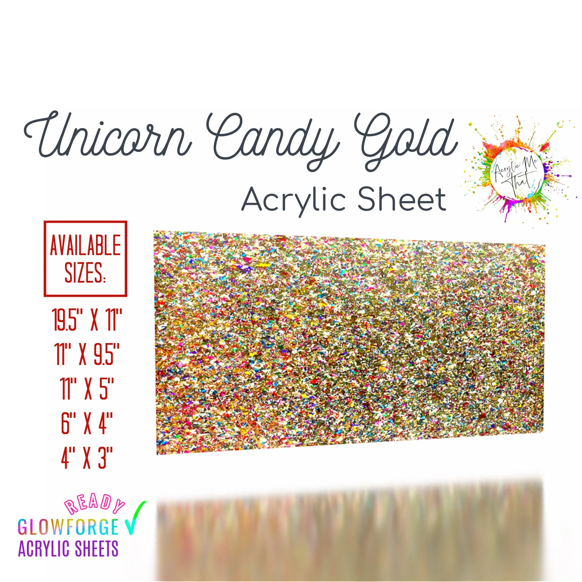 Unicorn Candy Gold Glitter Cast Acrylic Sheet