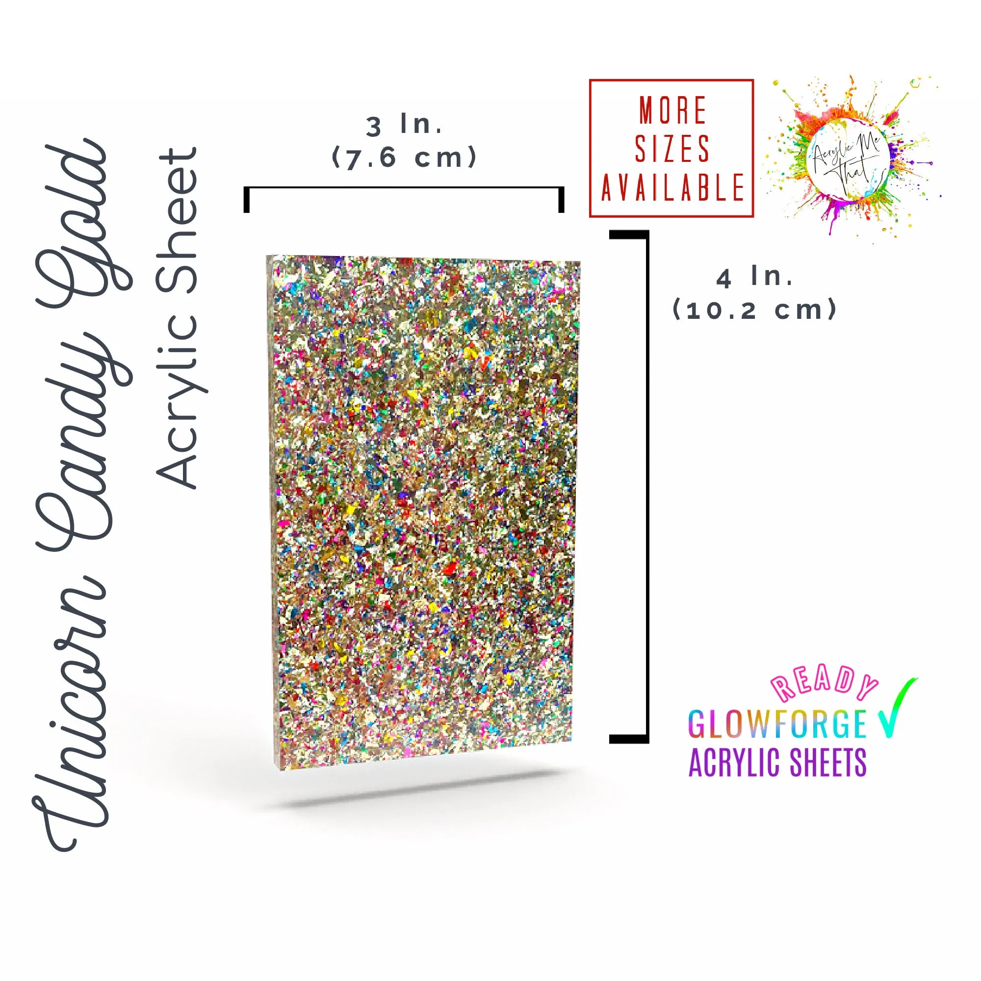Unicorn Candy Gold Glitter Cast Acrylic Sheet