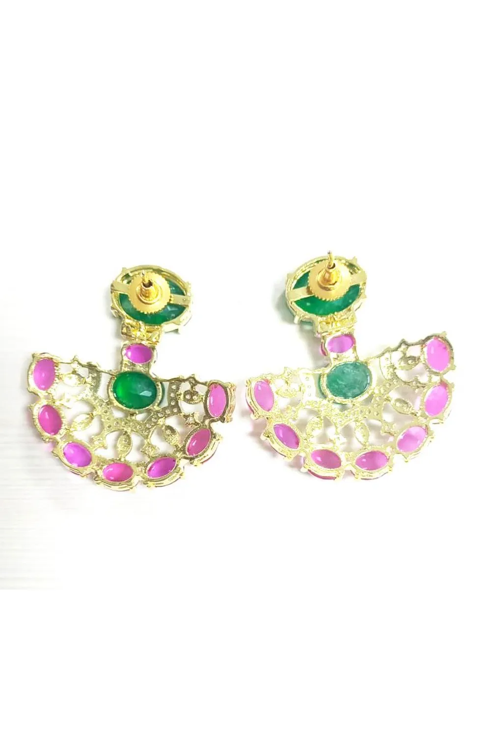 Unique Emerald and Pink Stone Swarovski Earrings | Buy Jewelry Online