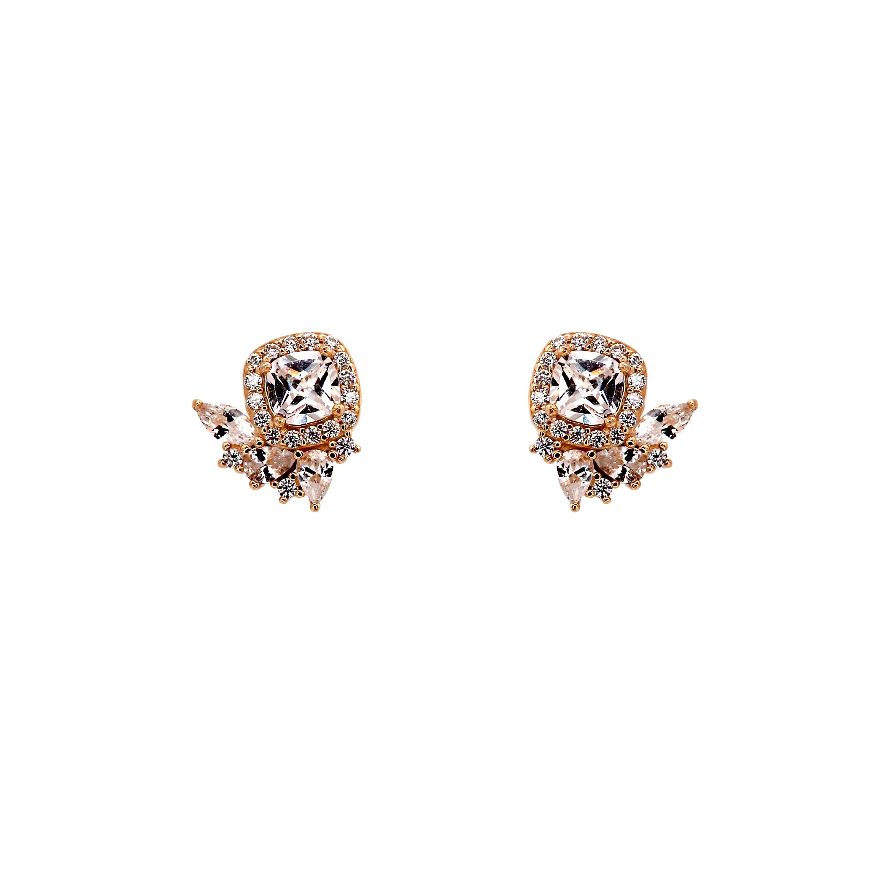 Unique Sparkling Gold Vermeil Stud Earrings