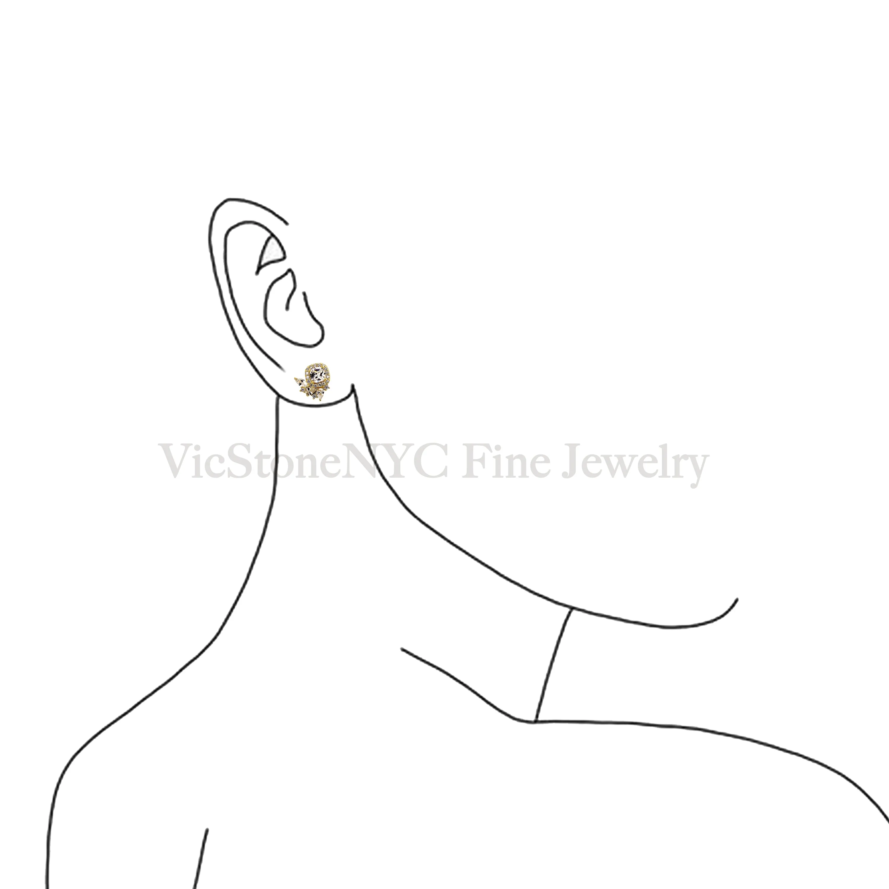Unique Sparkling Gold Vermeil Stud Earrings