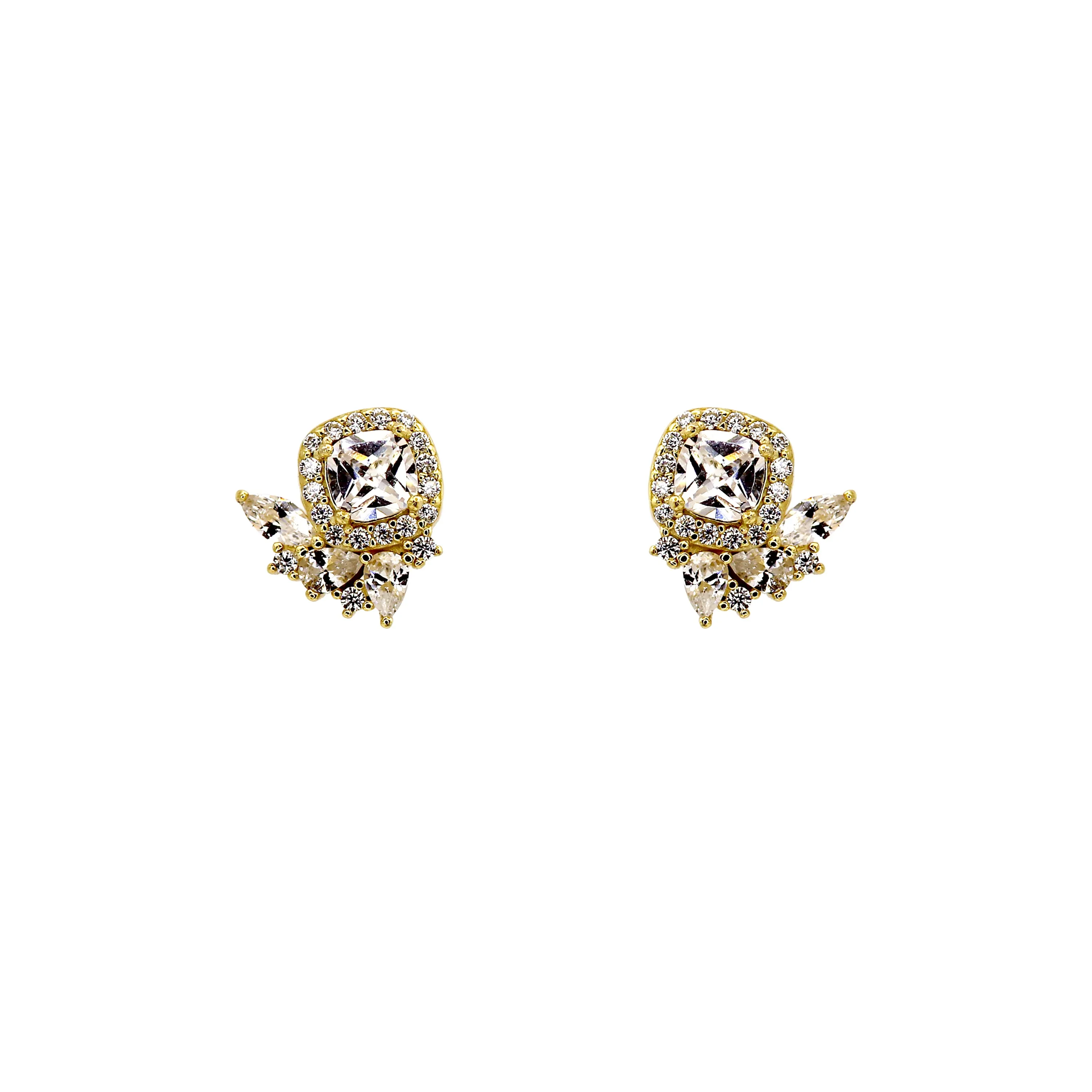 Unique Sparkling Gold Vermeil Stud Earrings
