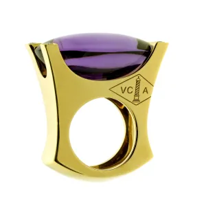 Van Cleef and Arpels Gold Diamond Amethyst Ring