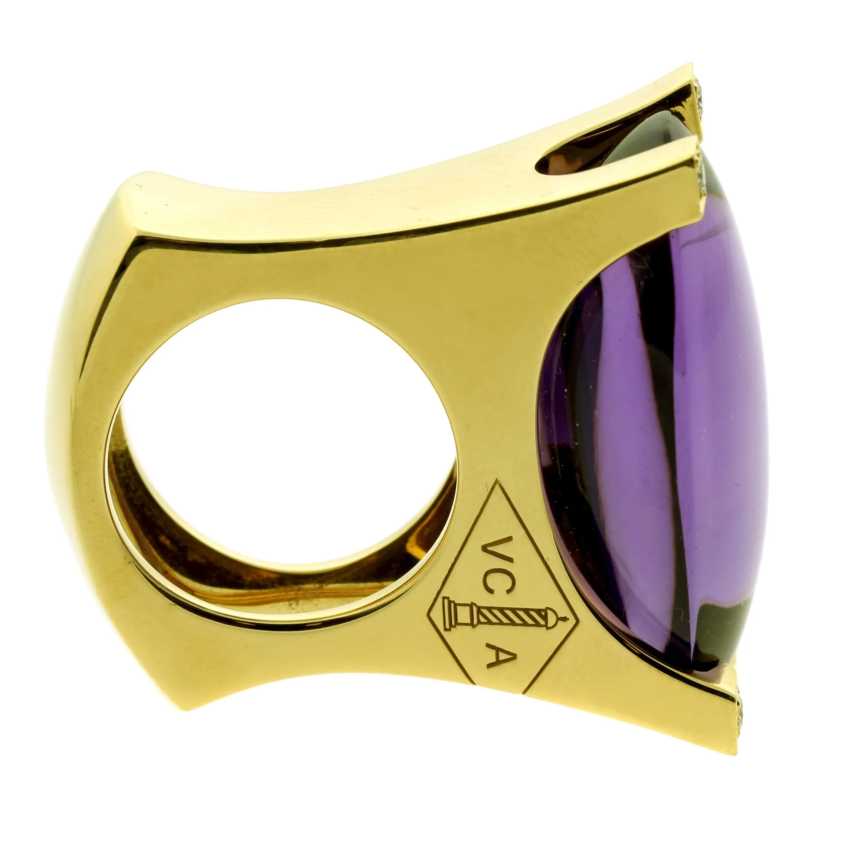 Van Cleef and Arpels Gold Diamond Amethyst Ring