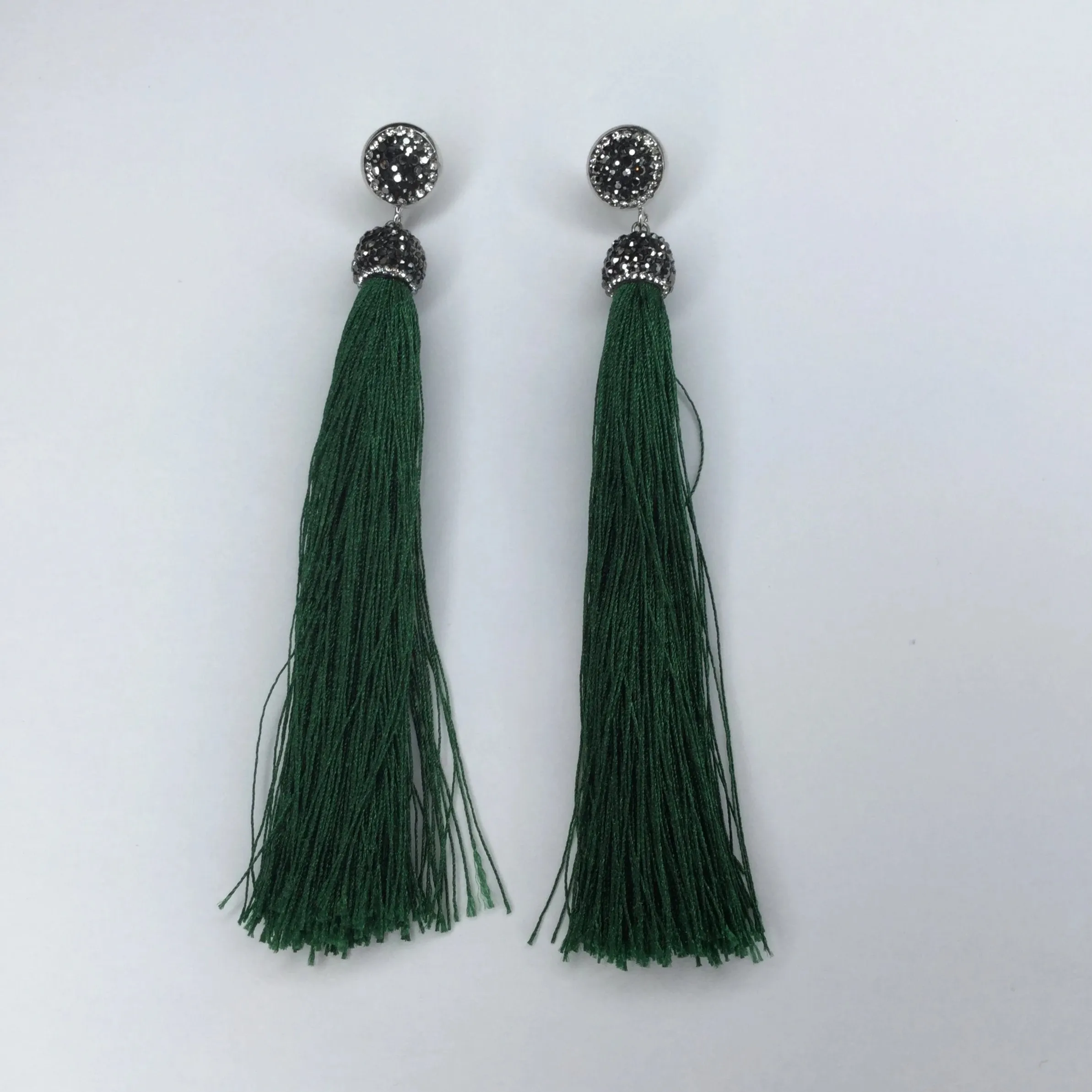 Vicki Pav Emerald Tassel Earrings