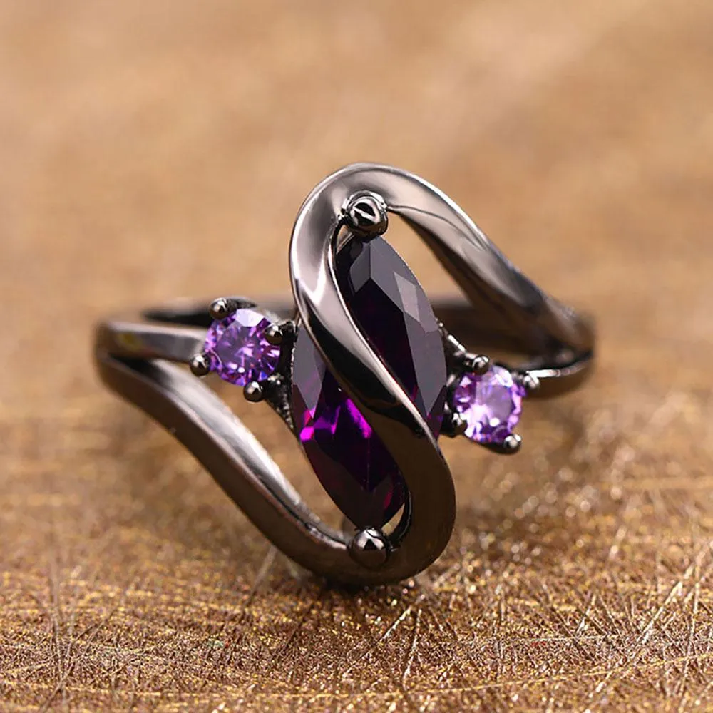Vintage Purple Zircon Crystal Rings