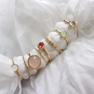 Vintage Ring Set With Colorful Stones (8 Rings)