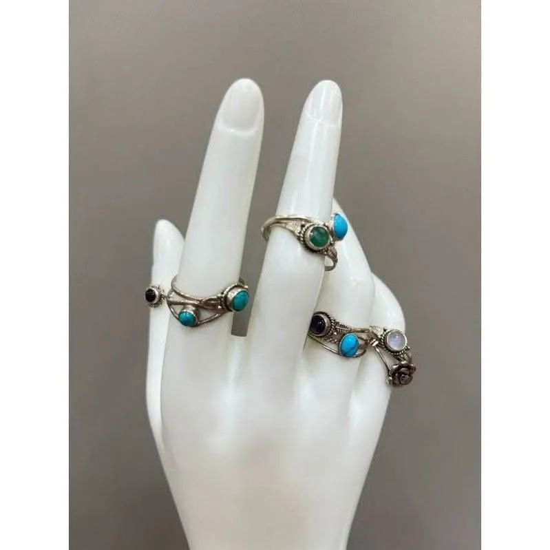 Vintage Tropical Breeze: Sterling Silver Rings Infused with Comfort and Vibes