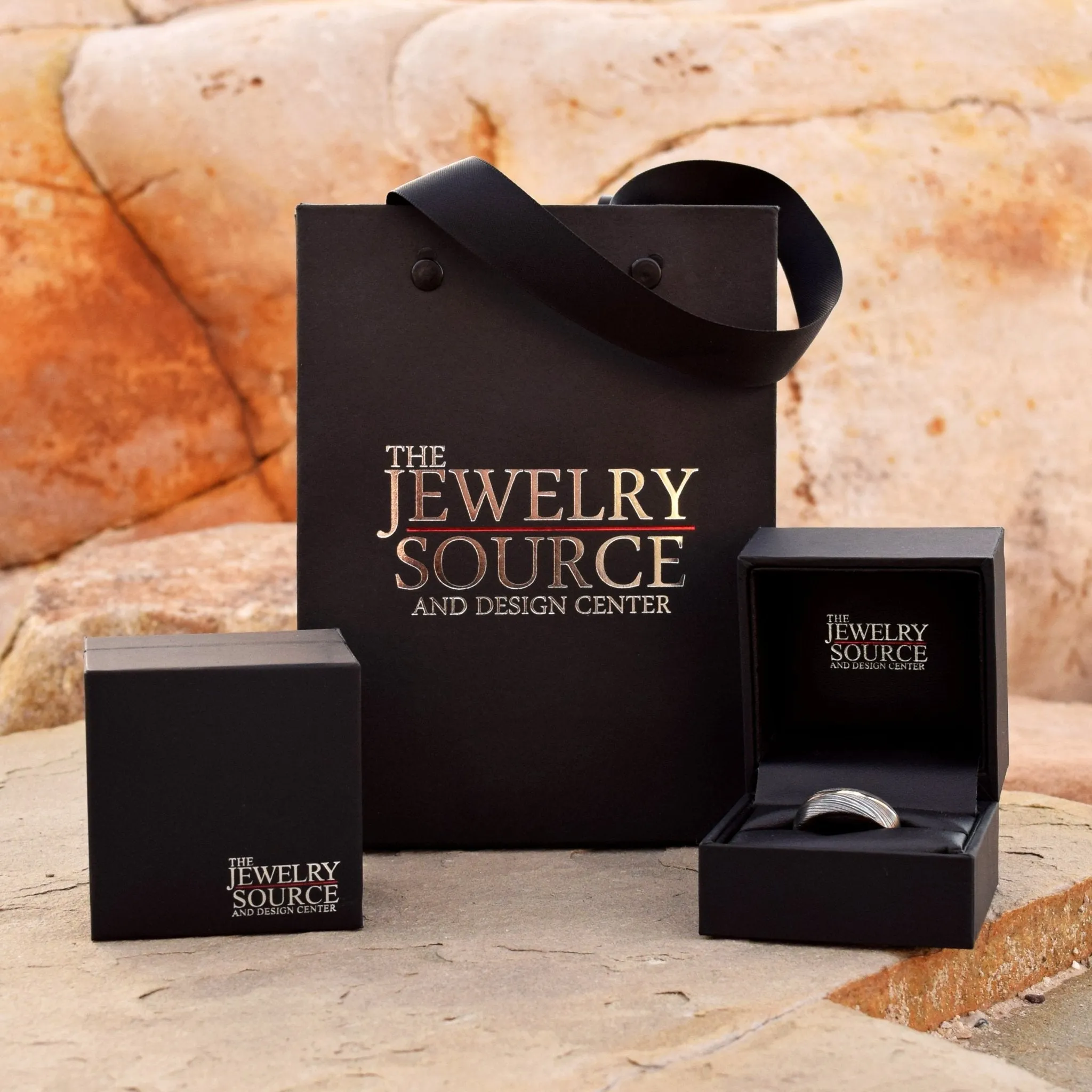 White Damascus Steel Ring - Men's Wedding Bands